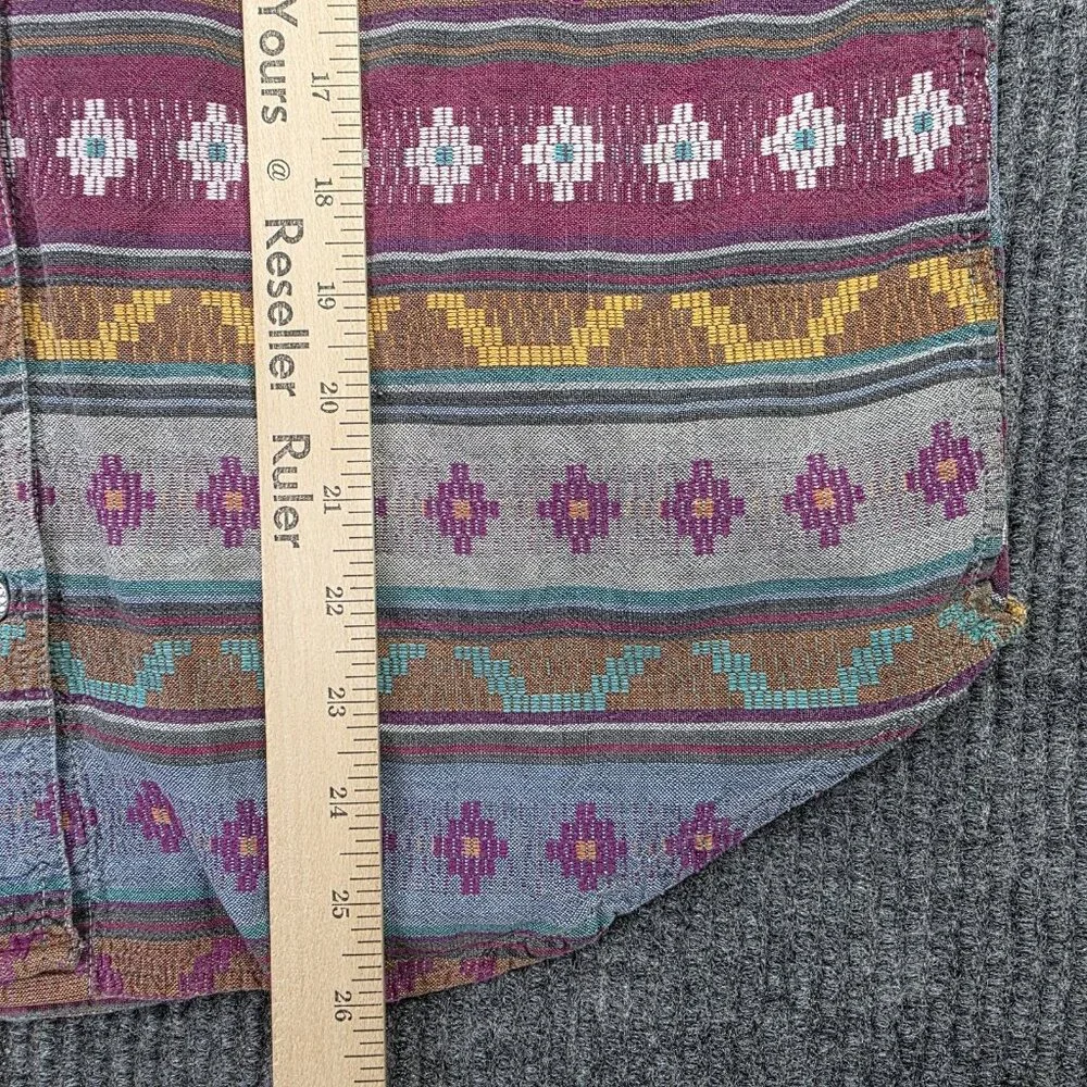 Vintage Southwestern Shirt Womens Medium Red Aztec Stripe 90s Western Cowgirl